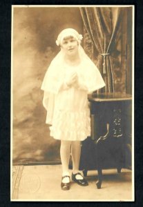 RPPC #76a AZO Harbeck Studio Pawtucket RI Young Girl in communion dress, Unused