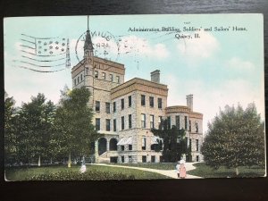 Vintage Postcard 1909 Admin Bldg Soldiers' & Sailors' Home Quincy Illinois IL