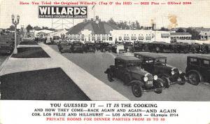 Los Angeles CA Willard's Restaurant Los Feliz & Hillhurst Postcard