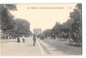 Paris France Postcard 1907-1915 L'Avenue du Bois de Boulogne Street Scene