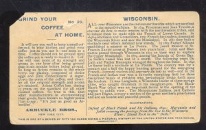 VINTAGE ARBUCKLE BROS. COFFEE VICTORIAN TRADE CARD WISCONSIN ADVERTISING