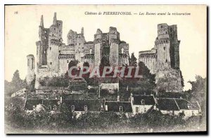 Old Postcard Chateau de Pierrefonds Runes before restoration