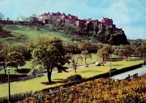 Scotland Postcard 1973 / Edinburgh Castle Princess Street Gardens / with stamp