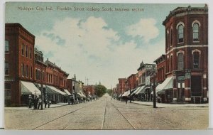 IN Michigan City Indiana Franklin Street Looking South c1915 Postcard Q14