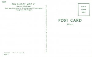 Vintage Postcard Old Quincy Mine Sold by Underground Copperama Houghton Mich.