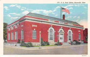 Post Office Norwalk Ohio linen postcard