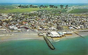 Aerial View of Beach, Convention Hall, Hotels Cape May, New Jersey NJ