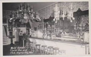 Nevada Virginia City World Famous Crystla Bar And Clock Real Photo RPPC