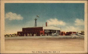 Flint MI Bishop Airport Linen Vintage Postcard