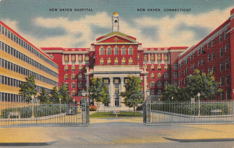 New Haven Hospital, New Haven, Connecticut, Early Linen Postcard, Unused