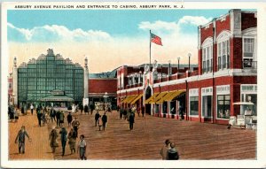Postcard NJ Asbury Park Asbury Avenue Pavilion and Entrance to Casino 1920s M34