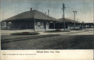 Ayer MA RR Train Station Depot c1910 Postcard