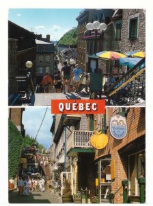 L'Escalier Casse-Cou, Breakneck Steps, Quebec City, Chrome Split View Postcard