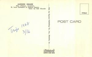 NEW ORLEANS, LA Louisiana ST LOUIS CATHEDRAL~Jackson Square 1968 Chrome Postcard