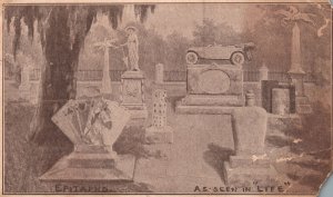 Vintage Postcard 1910's View Epitaphs As Seen In Life Tombstone Grave