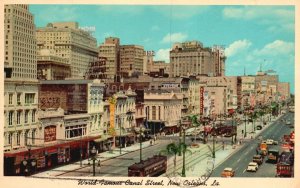 New Orleans Louisiana, 1965, World Famous Canal Street, US Widest St., Postcard