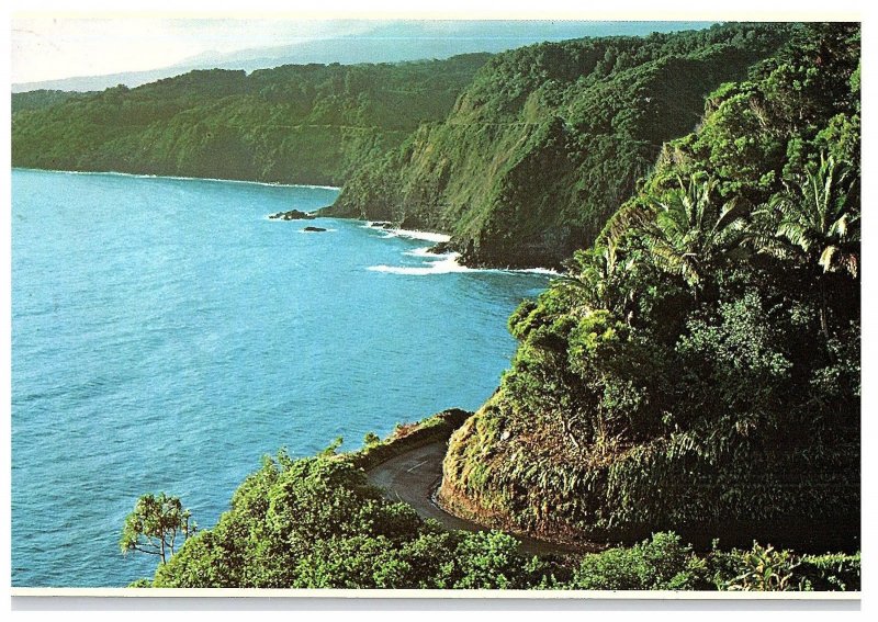 Scenic Road to Hana Maui Coastline Foliage Postcard 1985