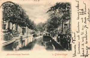 Netherlands Den Haag The Hague Amsterdamse Veerkade Vintage Postcard 03.74