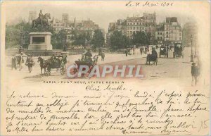 Postcard Old Paris Pont Neuf Statue Henry