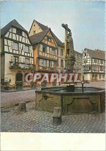 Modern Postcard Kaysersberg (Haut Rhin) Fountain empereir Conetantin and Hote...