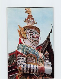 Postcard Giant Guardian at Wat Phra Kaew, Bangkok, Thailand