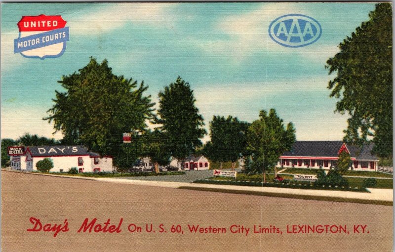 Lexington KY Kentucky, Day's Motel, Outside View, Vintage Linen