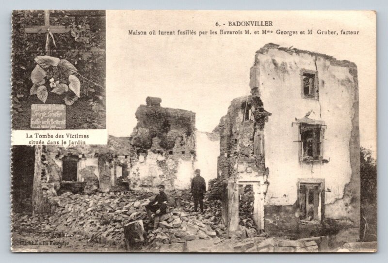 Badonviller House Where People Were Shot by Bavarians VINTAGE Postcard 0524