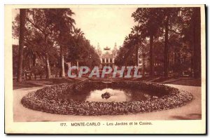 Old Postcard Monte Carlo Gardens and Casino