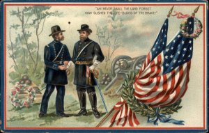 Tuck Decoration Day Civil War Young Soldiers Graves American Flag c1910 Postcard