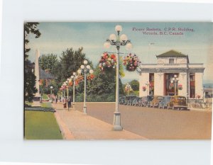 Postcard Flower Baskets, C.P.R. Building, Victoria, Canada