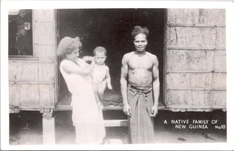 RPPC-Paupa, New Guinea A Native Family WWII No. 10 Grogan Photo