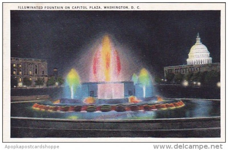 Illuminated Fountain On Capitol Plaza Washington DC