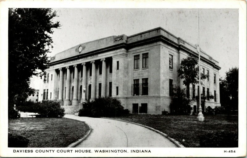 Vtg Postkarte 1940s - Washington Indiana IN - Daviess Grafschaft Court Haus Unp