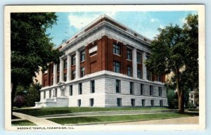 CHAMPAIGN, Illinois IL ~ MASONIC TEMPLE Fraternal 1918 Postcard