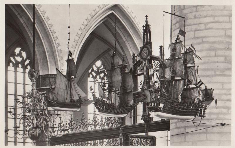 Grote Of St Bavokerk Haarlem Ships Dutch Real Photo Postcard