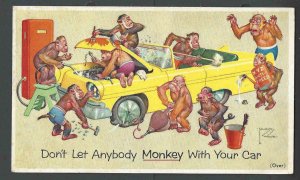 Ca 1950 Sunoco Prestone Antifreeze Svce No Monkeying Around Artist Signed