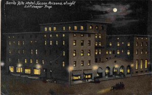 Santa Rita Hotel Moonlight Night Tucson Arizona 1910c postcard