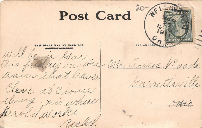 F64/ Wellington Ohio Postcard 1911 W. Side Public Square Well Millinery