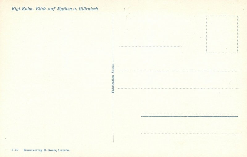 Vintage Postcard 1920's Rigi-Kulm Blick Auf Mythen Und Glarnisch Switzerland