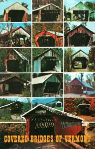 VINTAGE POSTCARD MUTIPLE COVERED BRIDGES OF VERMONT