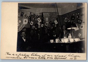 c1910's College House Interior Tea Cup RPPC Photo Unposted Antique Postcard