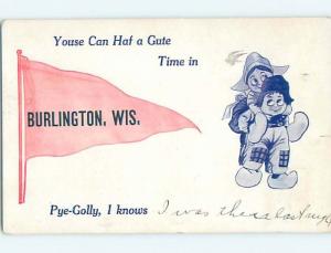 Divided-Back COMIC POSTCARD Burlington Wisconsin WI HM4777