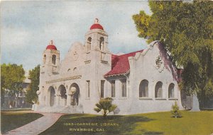 Riverside California c1910 Postcard Carnegie Library