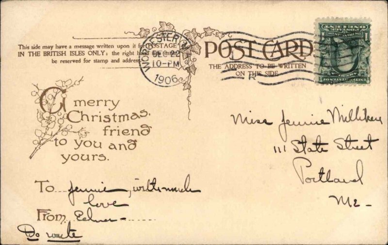 Christmas Mother & Daughter Victorian Clothing Ethel Parkinson c1910 Postcard