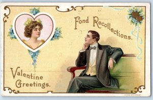 Wichita Kansas KS Postcard Valentine Greetings Man Heart Fond Recollections 1911