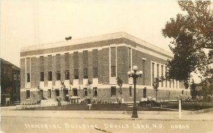 North Dakota Devil's Lake Memorial Building 1930s RPPC Photo Postcard 22-7646