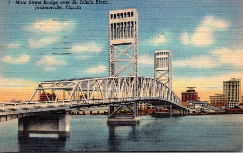 Florida Jacksonville Main Street Bridge Over St John's River 1941 Curteich