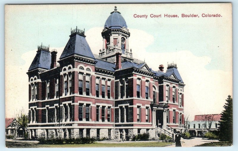 BOULDER, CO Colorado   COUNTY COURT HOUSE  c1910s  Handcolored  Postcard