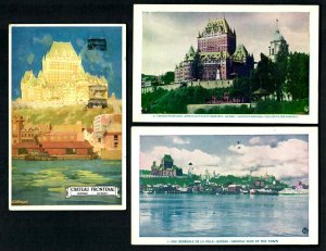 #790b Quebec  (3) pcs. Chateau Frontenac, De LaVillage, Post Office & Ramparts
