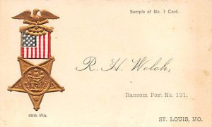 Approx. Size: 2.25 x 3.75 Rh Welch St. Louis, MO, USA Late 1800's Tradecard N...